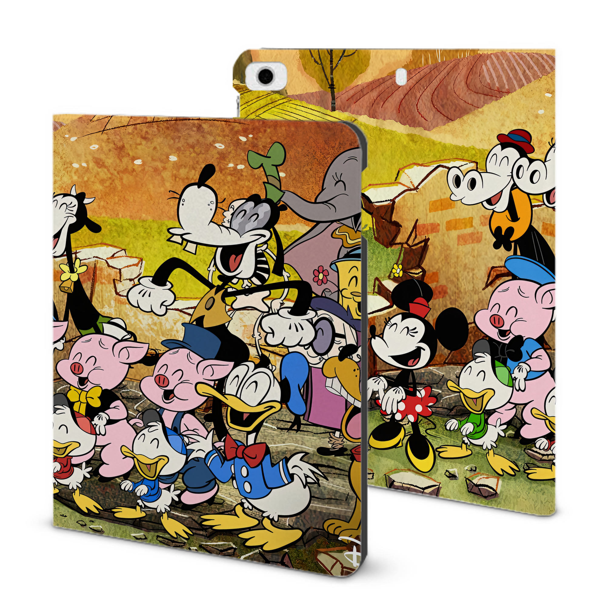 （画像用） ミッキーマウス Mickey Mouse IPad ケース ブック型 PUレザー TPU 耐衝撃 軽量 薄型 ペン収納なし 全面保護 IPad 各モデル対応